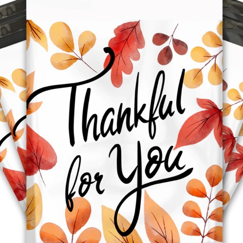 25 10X13 Poly Mailers Fall Leaf Thankful, Shipping Envelopes PRICE IS FIRM - Picture 10 of 10